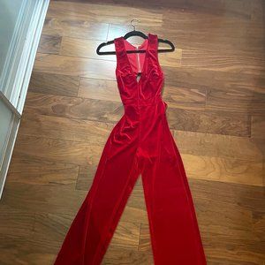 Fashion Nova Red Velvet Jumpsuit
